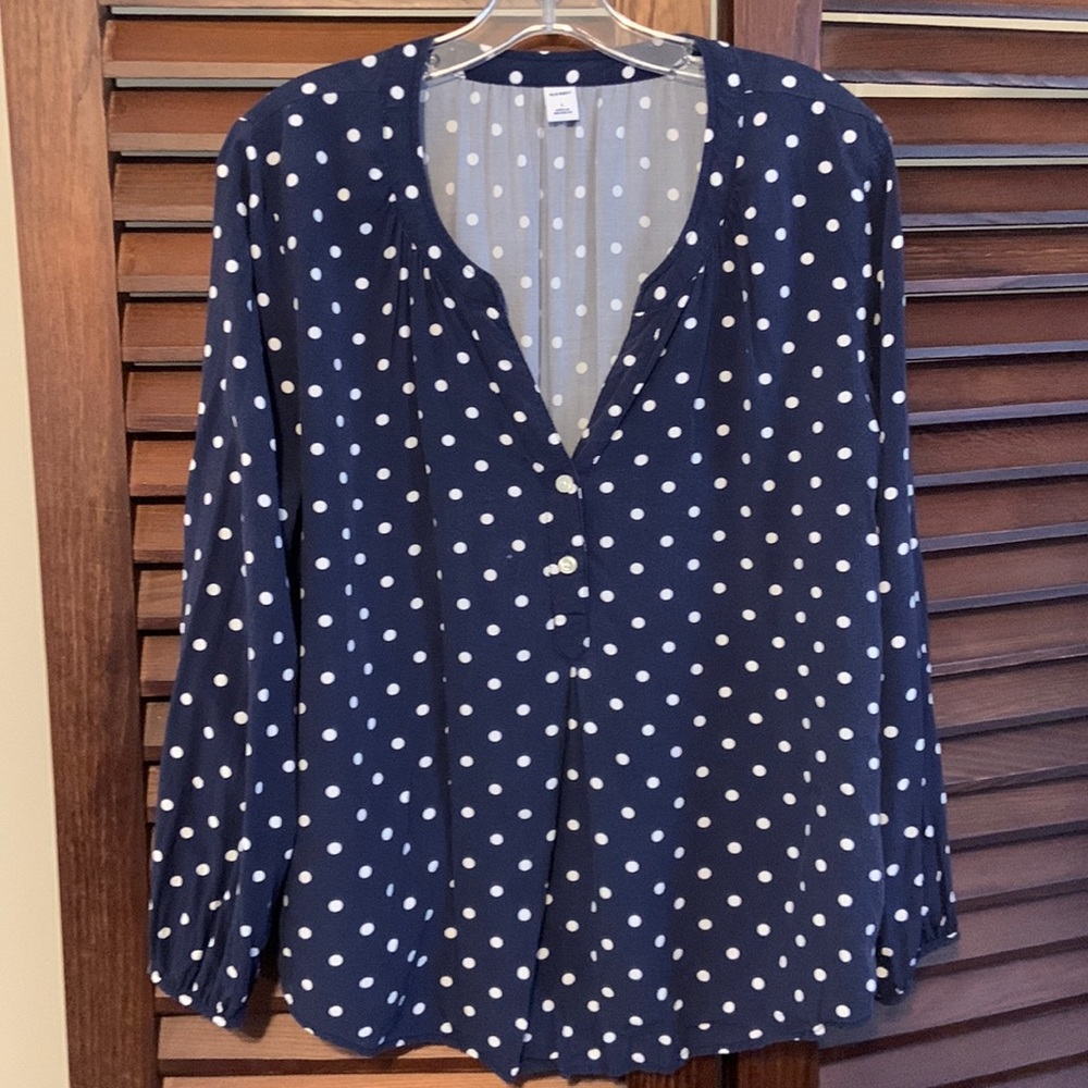Old Navy polka dot blouse, size Large